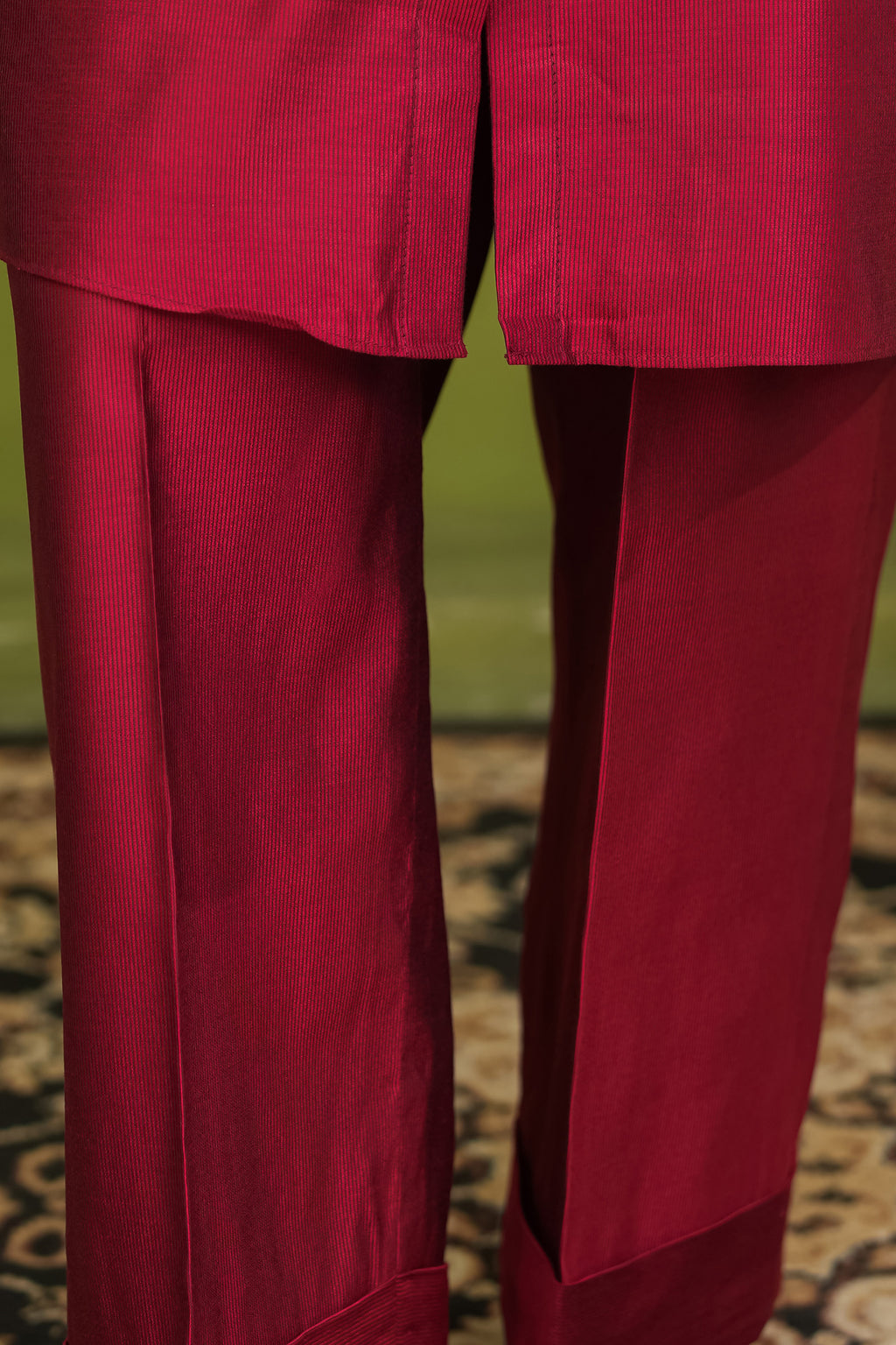 Crimson Ease – Cotton Silk Co-Ord Set