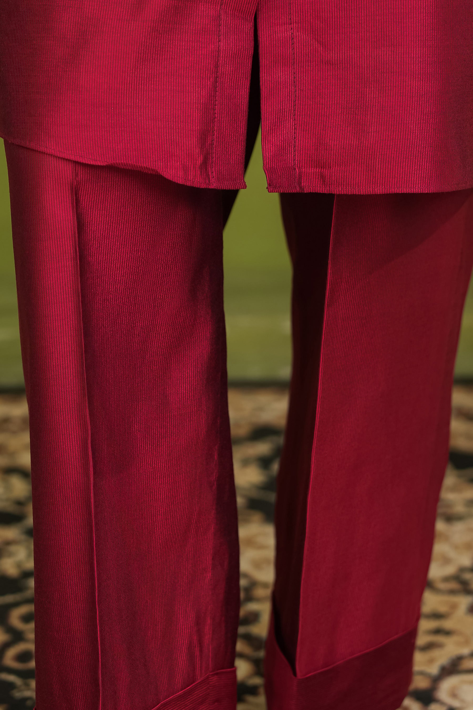 Crimson Ease – Cotton Silk Co-Ord Set