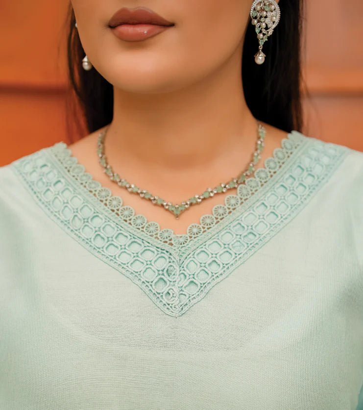 Aqua Serene – Silk Lawn Two-Piece Set