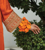 Zarqa Ember-Silk Embroidered Suit