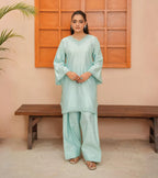 Aqua Serene – Silk Lawn Two-Piece Set