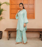 Aqua Serene – Silk Lawn Two-Piece Set