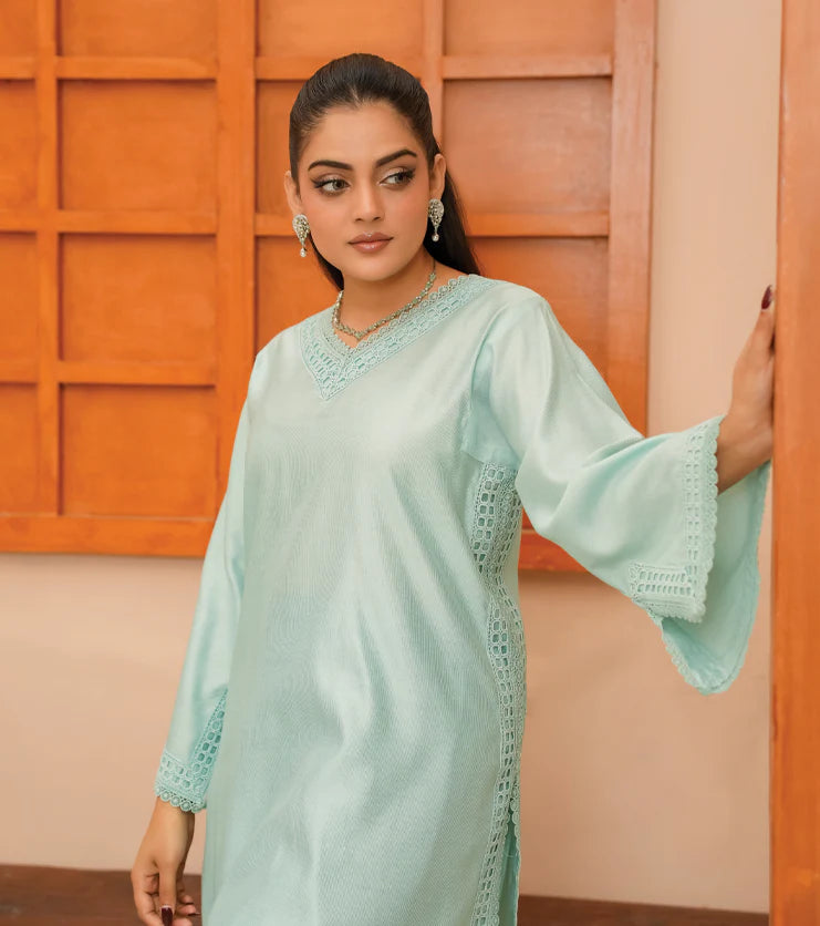 Aqua Serene – Silk Lawn Two-Piece Set