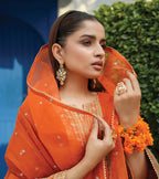 Zarqa Ember-Silk Embroidered Suit