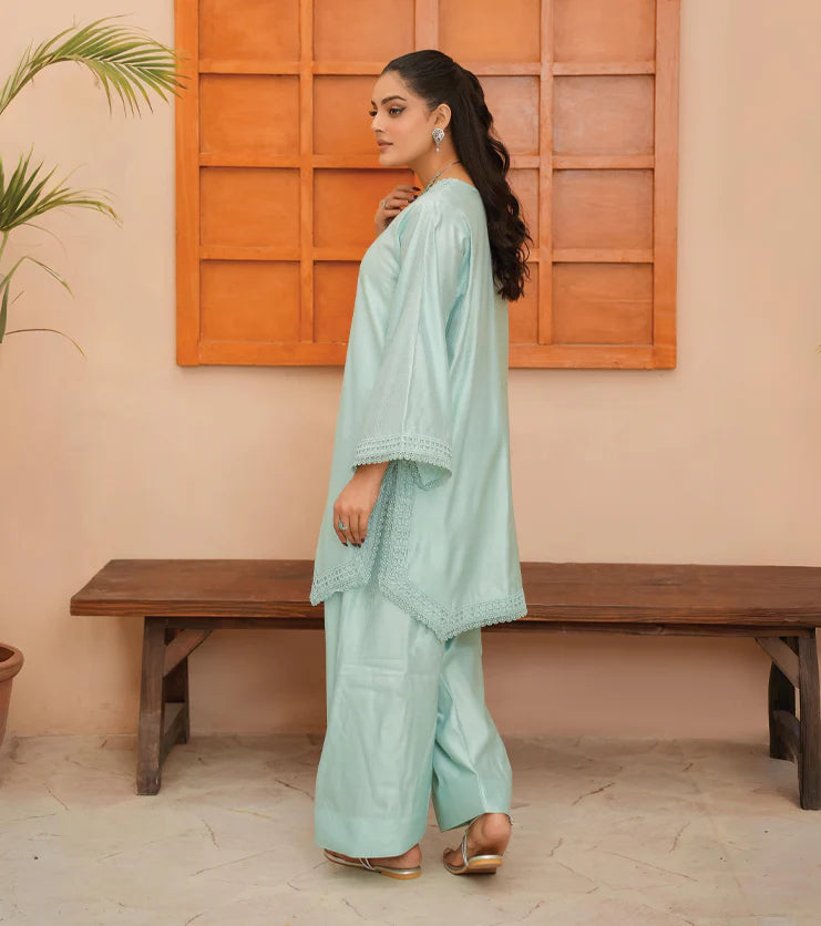 Aqua Serene – Silk Lawn Two-Piece Set